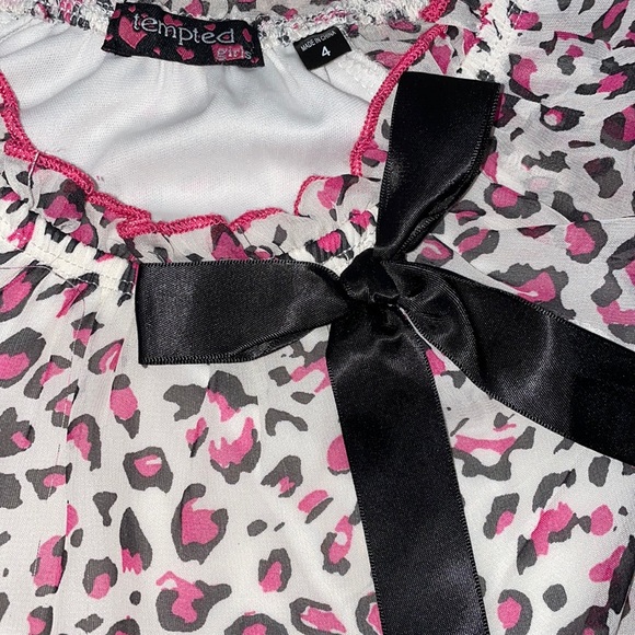 Tempted Girls Size 4 Long Cheetah Print Short Sleeve Blouse set - Picture 3 of 5